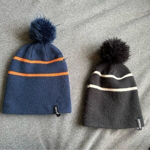 Furtalk Kids Pom-Pom Beanie Set - Navy and Black